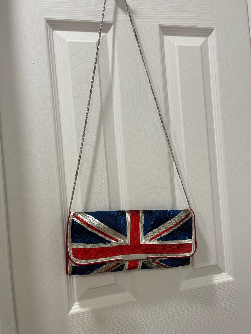Sequin Union Jack Clutch Shoulder Bag - Red, White & Blue